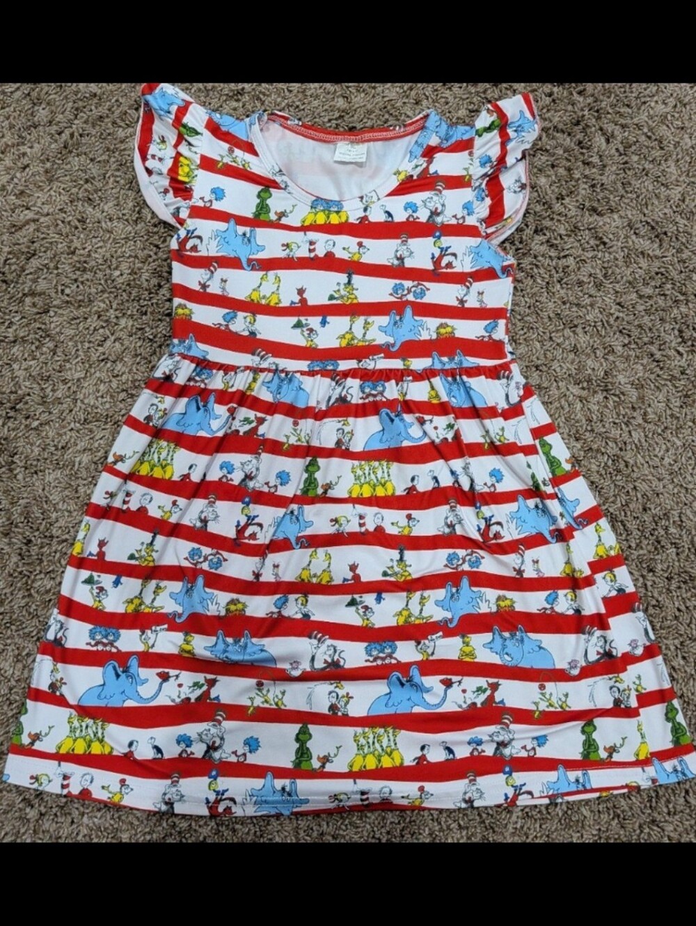 6/7 boutique milk silk twirl dress Dr. Seuss cat in the hat back to school dress